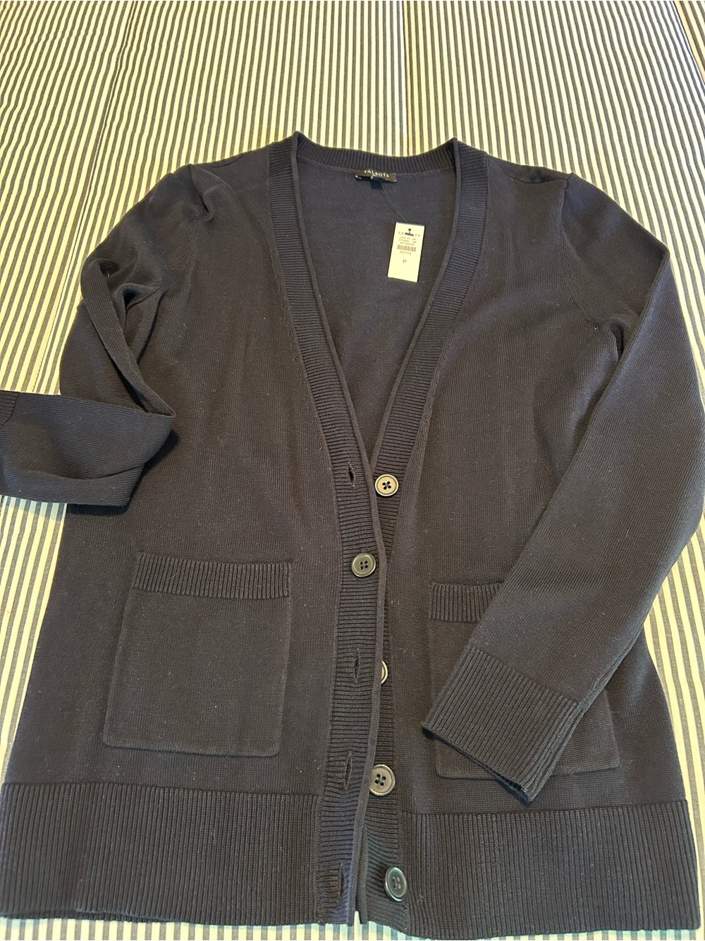 Talbots Navy Button-Front Women's Cardigan Size P NWT - Picture 1 of 3